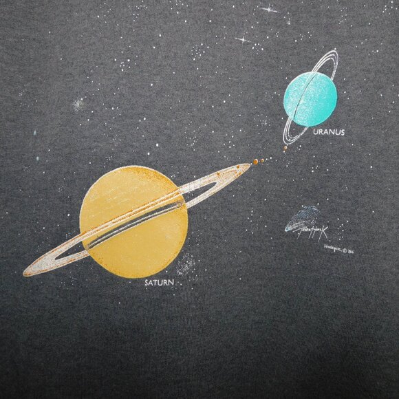 VTG 1986 Harlequin Gray Double Sided Solar System Graphic Sweatshirt Unisex L - Picture 5 of 7